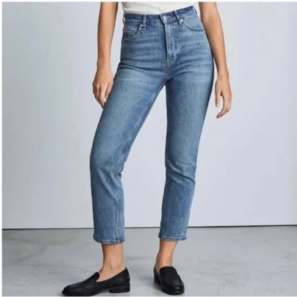 EVERLANE High-Rise Ankle Jeans in Medium Blue Wash High-Waisted Denim Size 24 - Picture 1 of 12